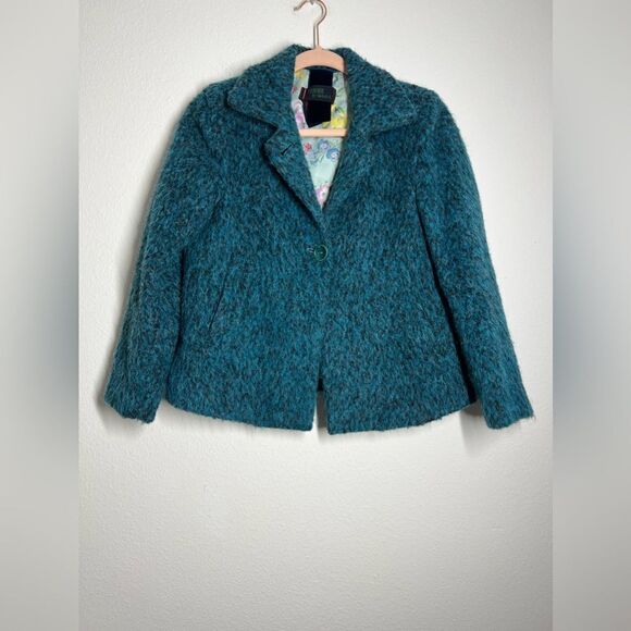Femme by Michelle R. Wool Charming Blazer Coat Blue Size S Made in Italy - Picture 1 of 16